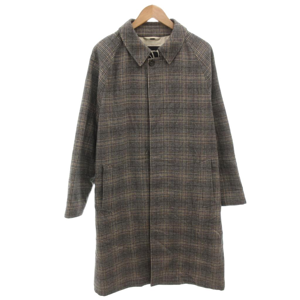 【中古】シーラップ Sealup ステンカラーコート チェック 中綿 ウール ロング 50 グレー /FF ■GY62 メンズ 【ベクトル 古着】 260214