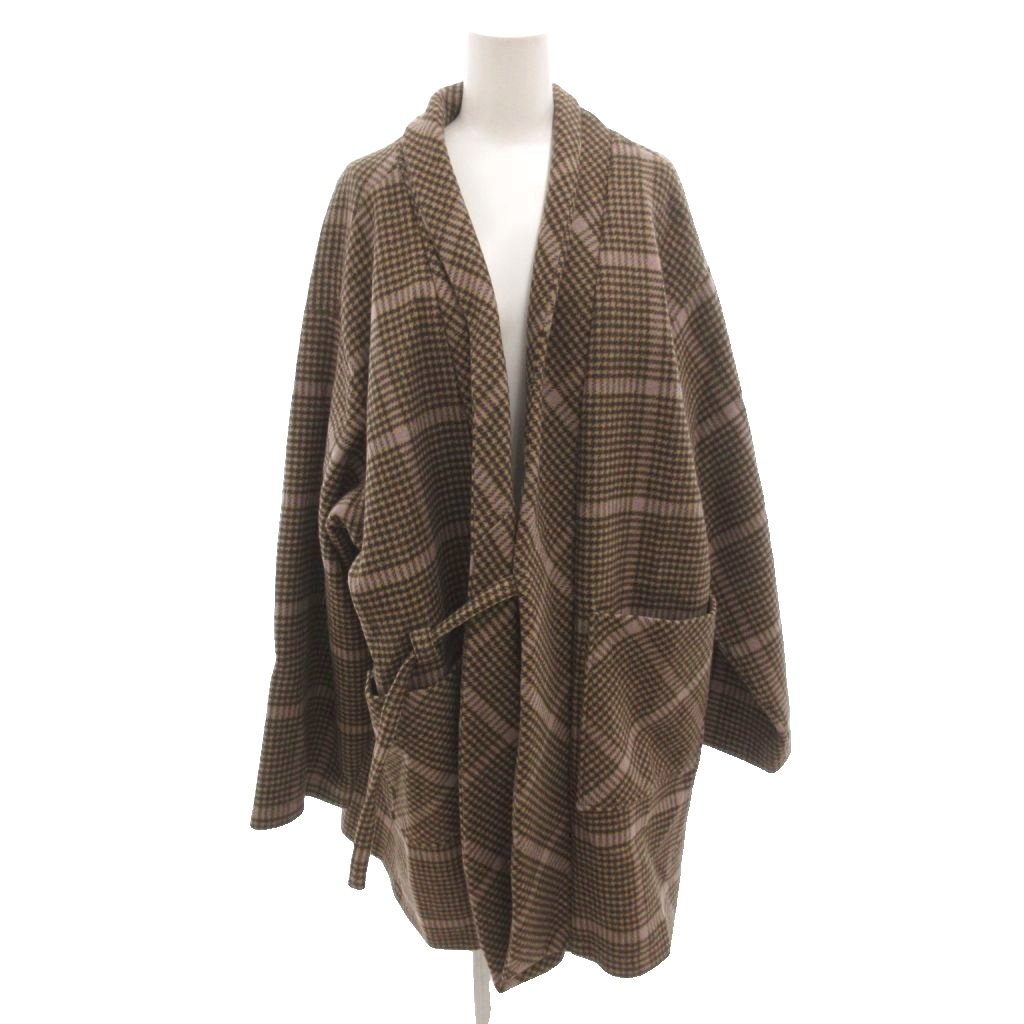 【中古】ATHA コート 羽織り グレンチェック アンゴラ混 ひざ丈 F 茶 ブラウン /FF ■GY62 レディース 【ベクトル 古着】 260214｜ブランド古着の買取販売ベクトル
