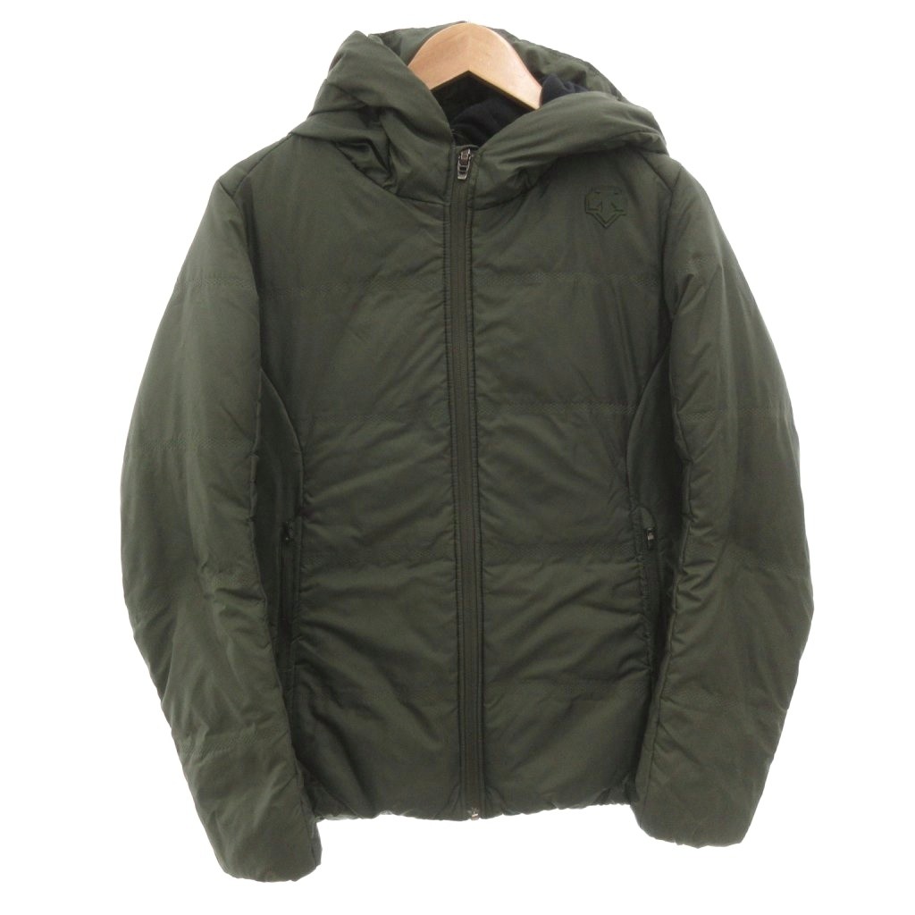 【中古】デサント DESCENTE ダウンジャケット ブルゾン フード ロゴ ワッペン L カーキ /FF ■GY62 メンズ 【ベクトル 古着】 260215