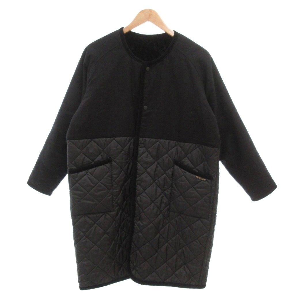 【中古】ラベンハム LAVENHAM キルティングコート リバーシブル 中綿 ノーカラー 切替デザイン 黒 ブラック /UO ■ECD001 レディース 【ベクトル 古着】 260219