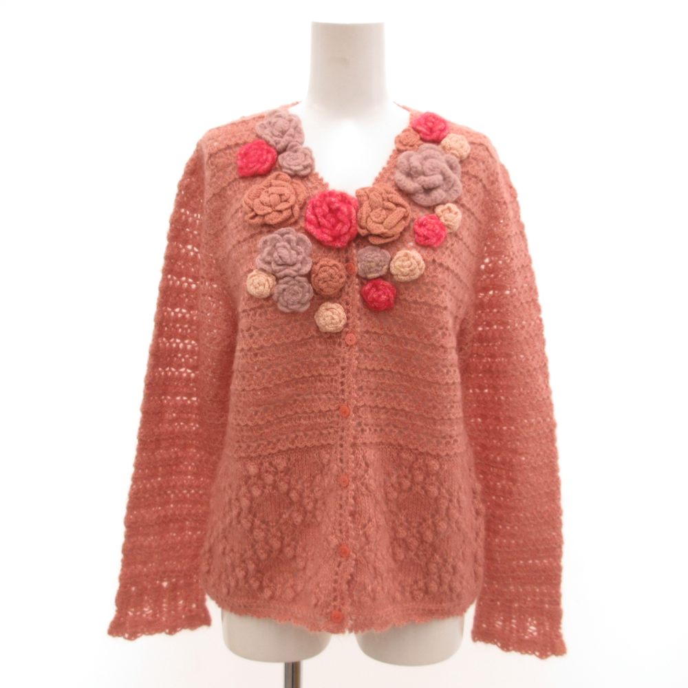 【中古】ピンクハウス PINK HOUSE カーディガン ニット 花モチーフ ローゲージ モヘヤ混 ピンク /JS ■ECC001 レディース 【ベクトル 古着】 260214 7,623円