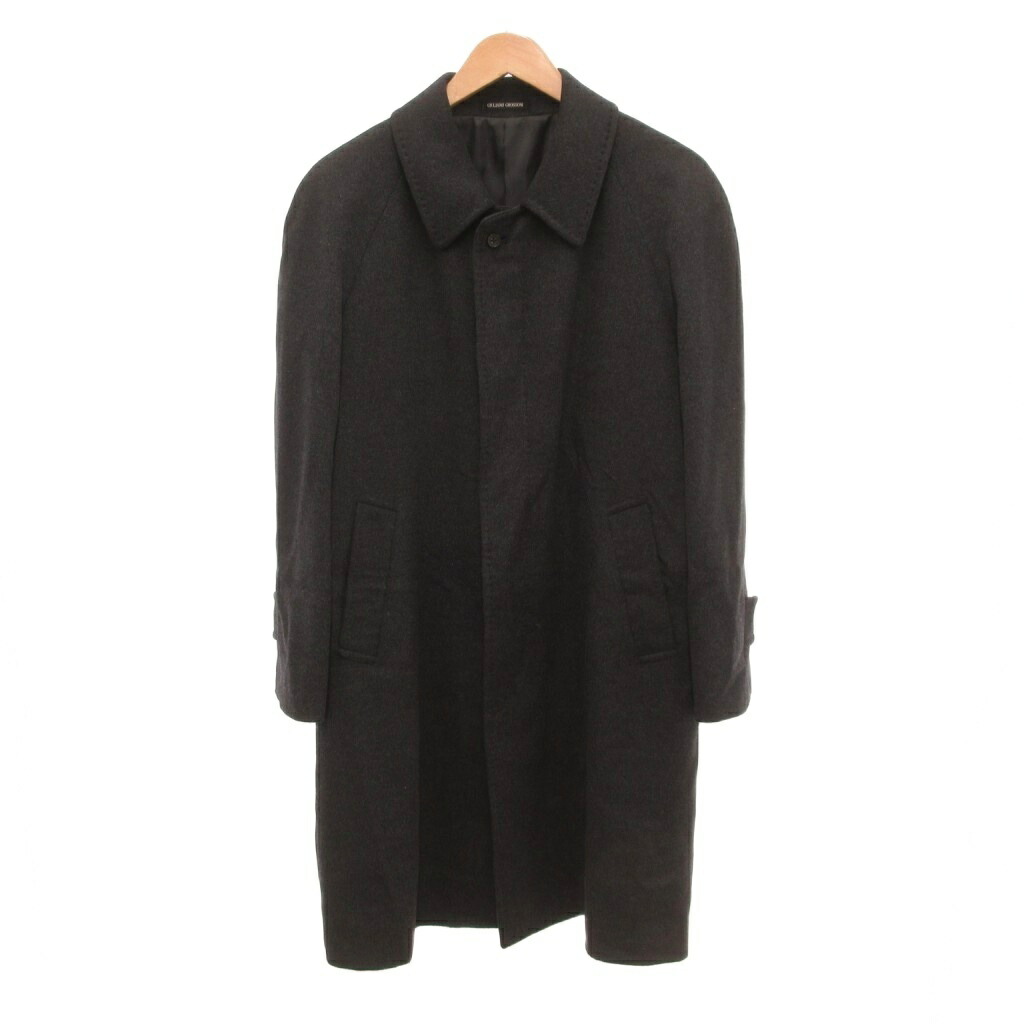 【中古】ジュリアーノグロッソーニ GIULIANO GROSSONI ステンカラーコート ロング カシミヤ メルトン 96 A5 グレー /JS ■ECC001 メンズ 【ベクトル 古着】 260214