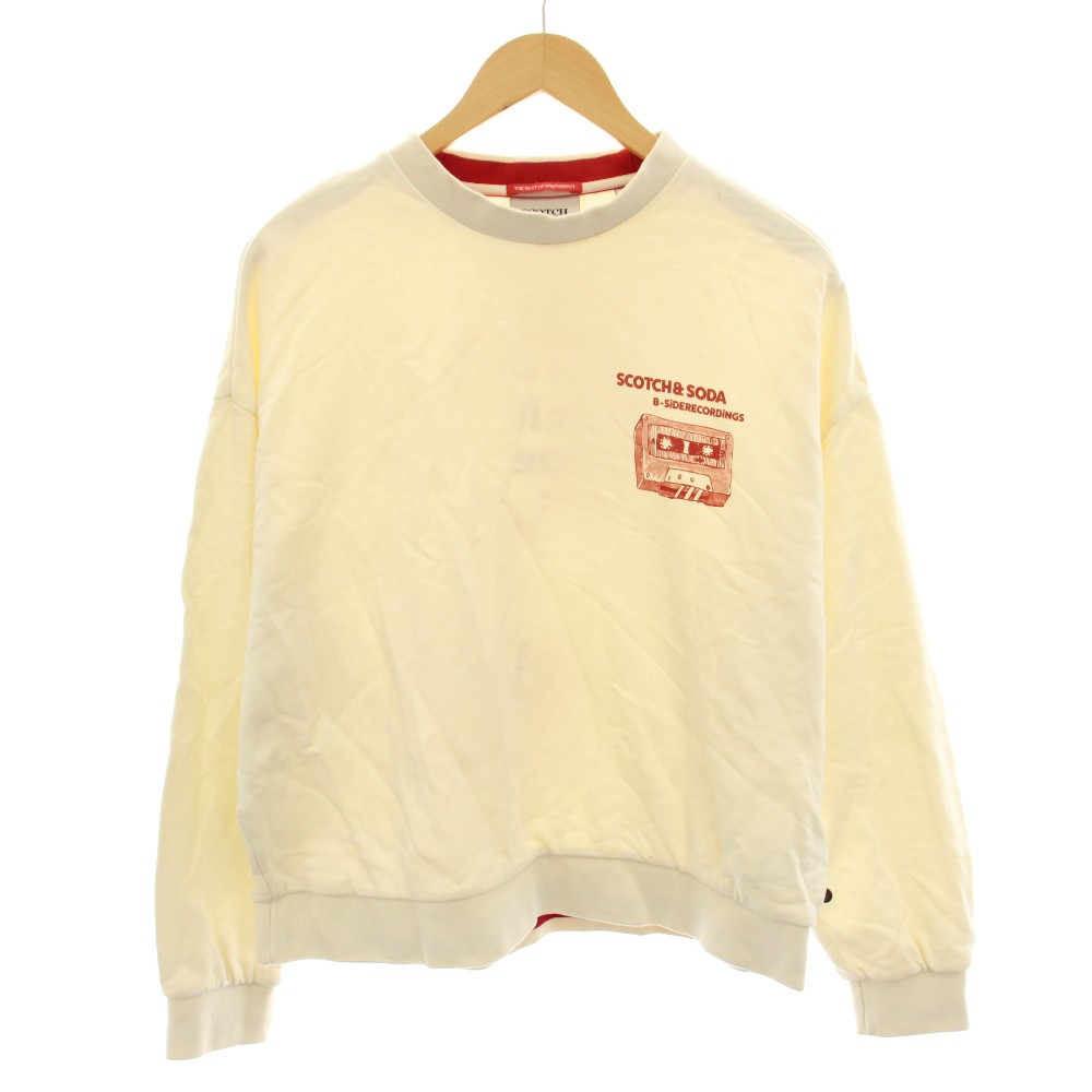 【中古】スコッチ&ソーダ SCOTCH & SODA Bサイドレコーディング B-Side Recordings スウェットシャツ トレーナー カセットテープ ロゴ プリント S 白 ホワイト 赤 レッド 173247-23-PFLM-D40 /YT ■ECD001 レディース 【ベクトル 古着】 260226 4,482円