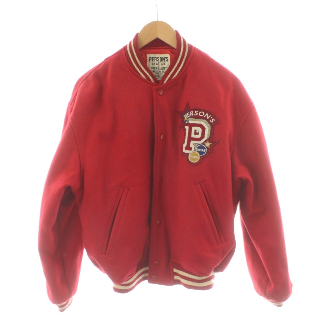 【中古】パーソンズ PERSON'S スタジャン スタジアムジャンパー ロゴ ワッペン アイスホッケー 赤 レッド PDA-11040 /AN27 ■ECD001 メンズ 【ベクトル 古着】 260226｜ブランド古着の買取販売ベクトル