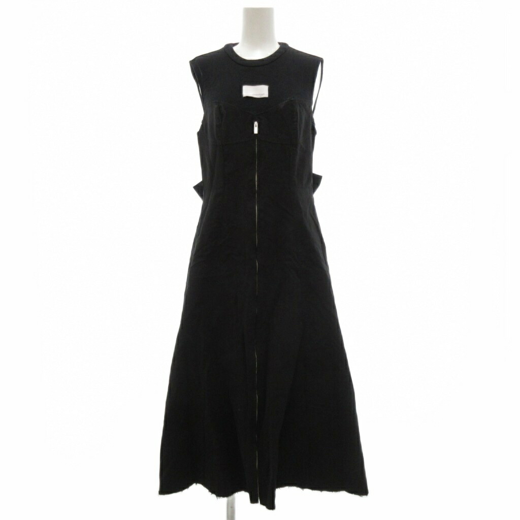 【中古】アメリヴィンテージ Ameri VINTAGE ロングワンピース F 黒 ブラック カットオフ ノースリーブ ラウンドネック フロントジップ /ML ■ECA001 レディース 【ベクトル 古着】 260311