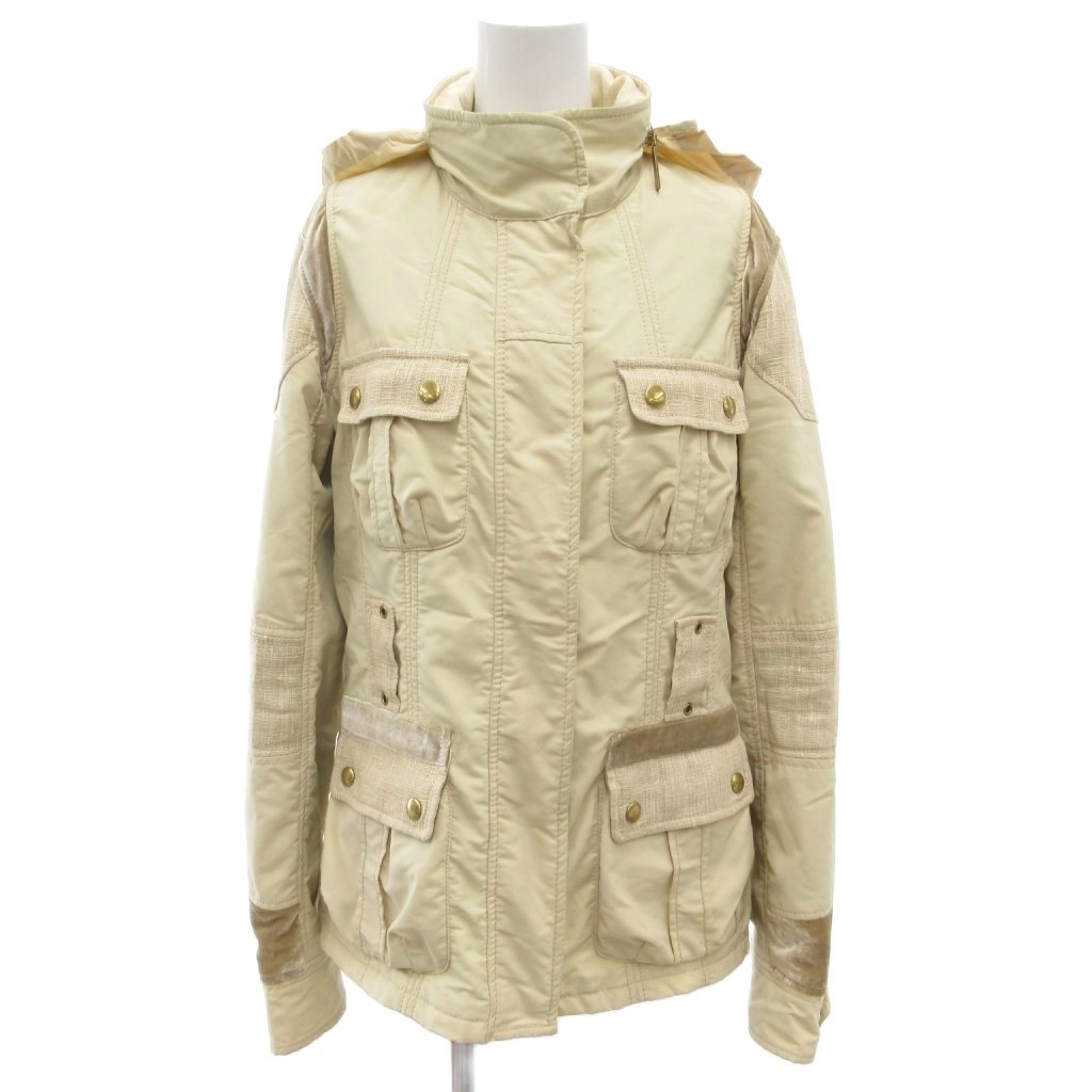 【中古】エトロ ETRO M-65 ジャケット ブルゾン ベロア切替 リネン混 シルク混 44 ベージュ /JS ■GY62 レディース 【ベクトル 古着】 260309