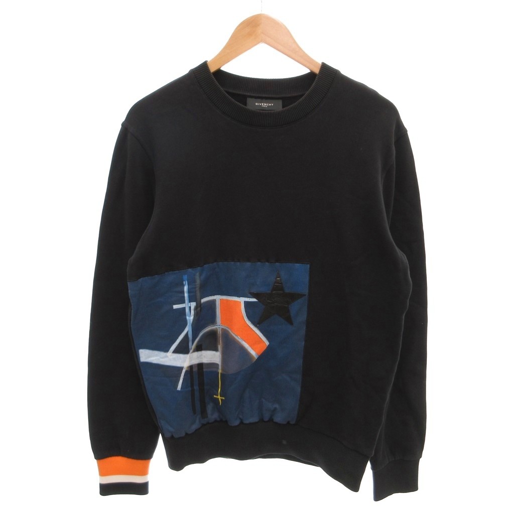【中古】ジバンシィ GIVENCHY 14AWスターパッチオーバーサイズスウェット トレーナー 裏起毛 XXS 黒 ブラック /YJ ■GY62 メンズ 【ベクトル 古着】 260309