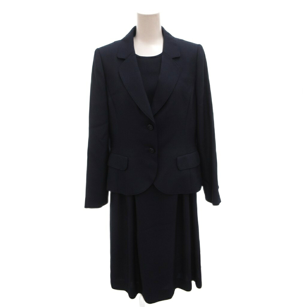 【中古】ジュンアシダ jun ashida セットアップ フォーマル ワンピース ジャケット シアー切替 ロング 11 紺 ネイビー /FF ■GY62 レディース 【ベクトル 古着】 260309