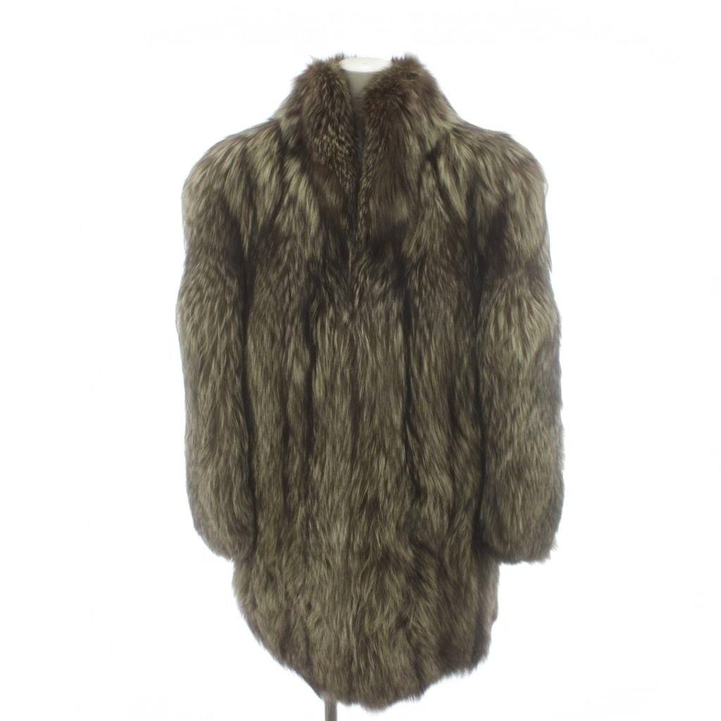 【中古】ルピアンファー LUPIAN FUR 毛皮コート ファーコート ロング丈 フォックスファー アウター 白 ホワイト 茶 ブラウン /AN31 ■ECD002 レディース 【ベクトル 古着】 260309