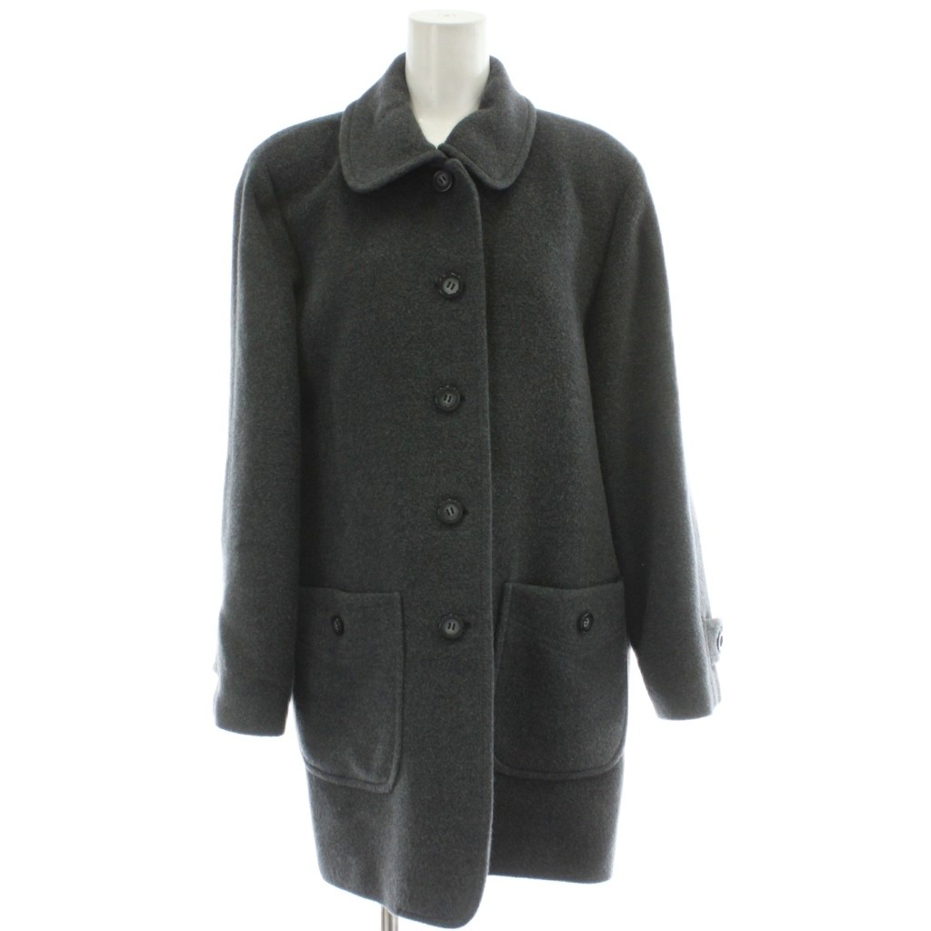 【中古】レリアン Leilian コート ウール 9 グレー ラウンドカラー 長袖 パッチポケット 4087251 /GG ■ECC002 レディース 【ベクトル 古着】 260309