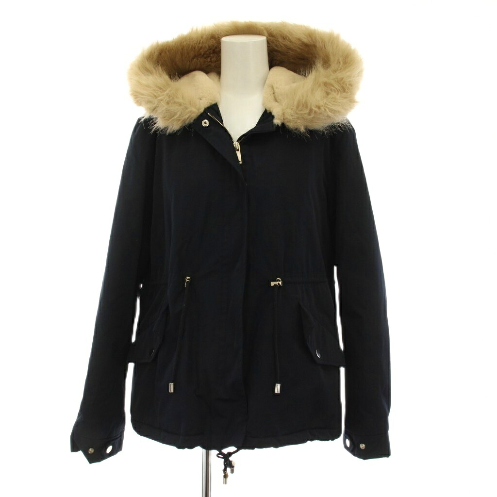 【中古】ザラウーマン ZARA WOMAN マウンテンパーカー ジャケット ジップアップ フェイクファー フード付き M 紺 /YM ■ECE003 レディース 【ベクトル 古着】 260309