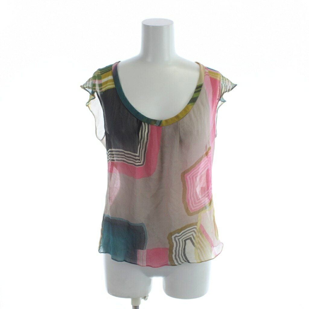 【中古】クリスチャンラクロワ CHRISTIAN LACROIX Bazar シャツ ブラウス マルチカラー フリルスリーブ ラウンドネック 幾何学模様 /AP ■ECE003 レディース 【ベクトル 古着】 260310 9,933円