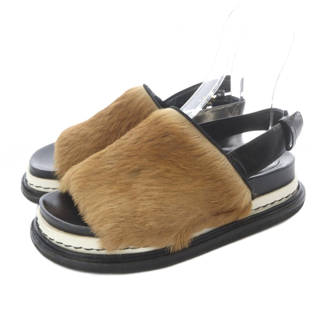 【中古】マルニ MARNI ハラコ シューズ サンダル ストラップ 35 茶色 ブラウン 黒 ブラック /SR ■GY62 レディース 【ベクトル 古着】 260318