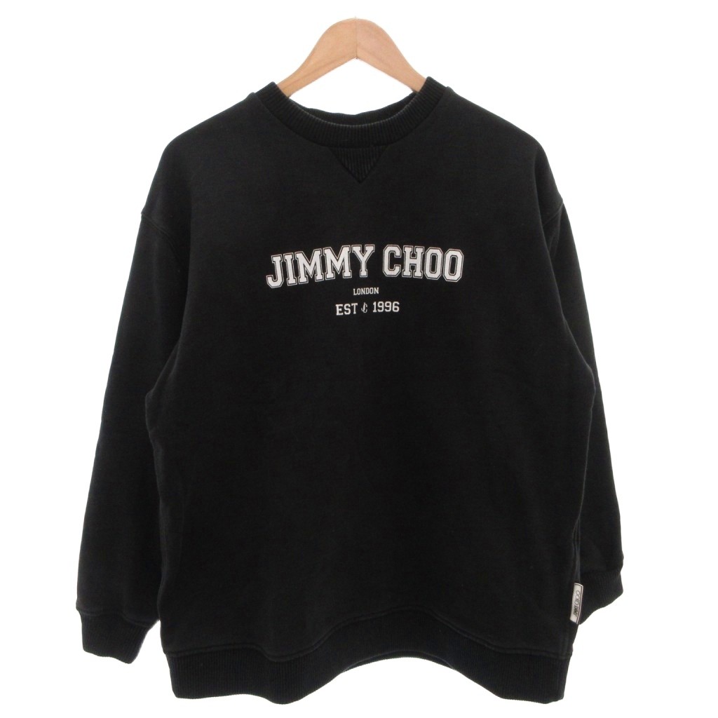 【中古】ジミーチュウ JIMMY CHOO スウェット トレーナー ロゴ プリント バイカラー 長袖 S 黒 ブラック /FF ■GY62 メンズ 【ベクトル 古着】 260317