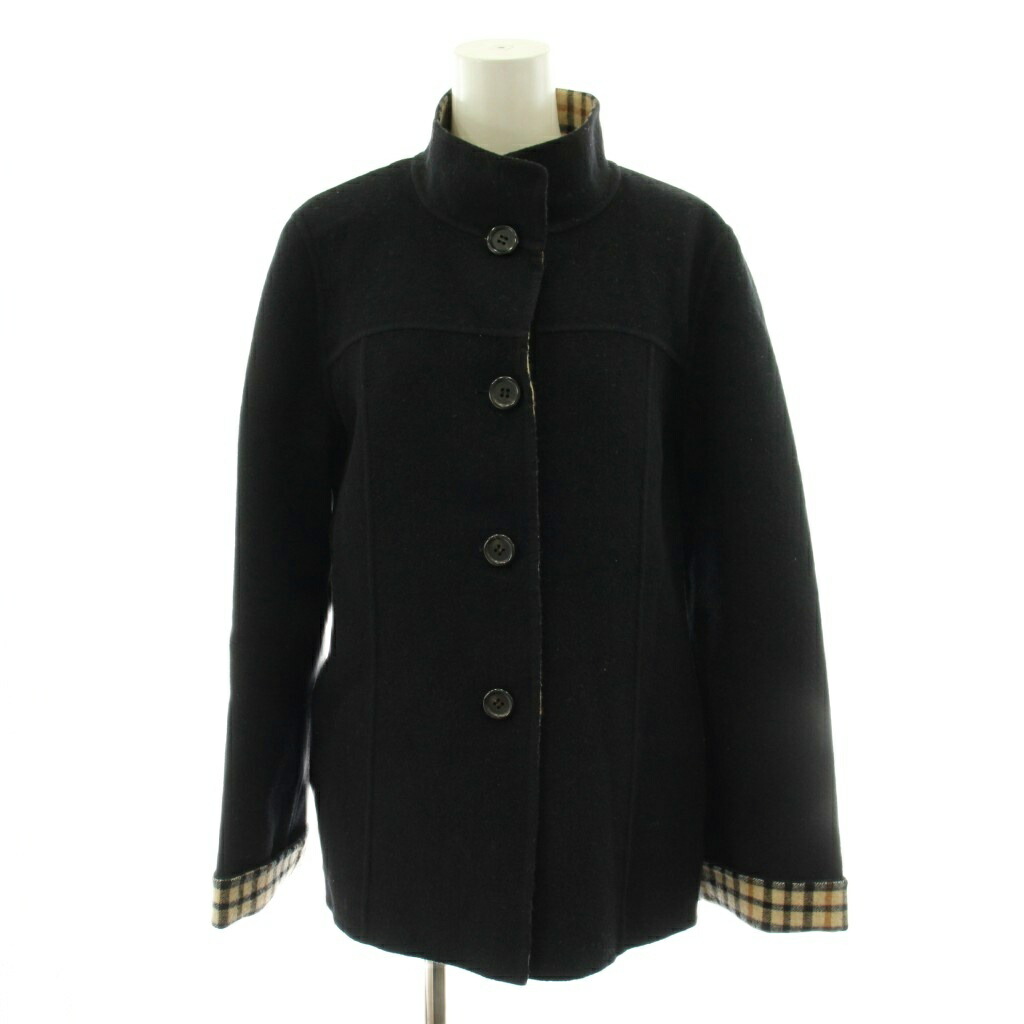 【中古】ダックス DAKS ジャケット 裏地チェック柄 ウール アウター 42 黒 ブラック /AN38 ■GY53 レディース 【ベクトル 古着】 260413