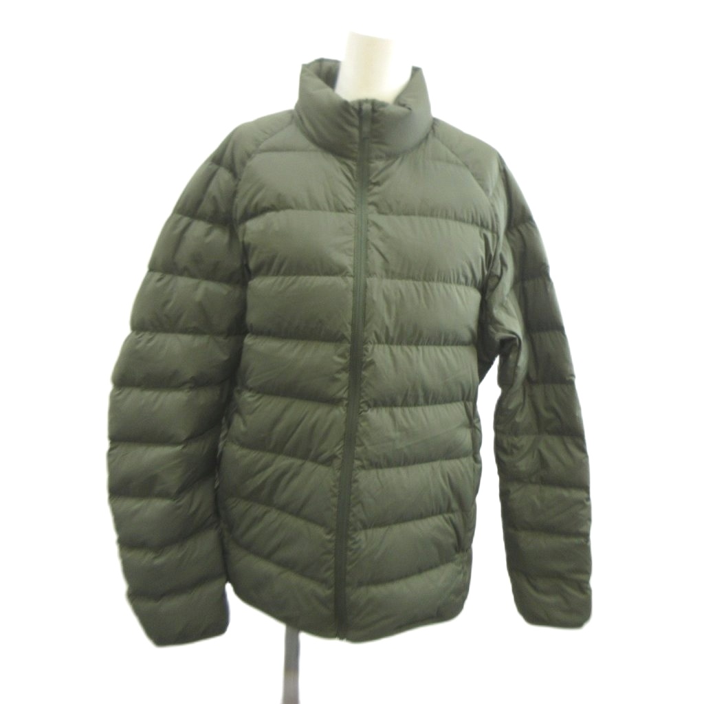【中古】ユニクロ UNIQLO ダウンジャケット 上着 L カーキ 無地 スタンドカラー 長袖 /MD ■GY99 メンズ 【ベクトル 古着】 260401