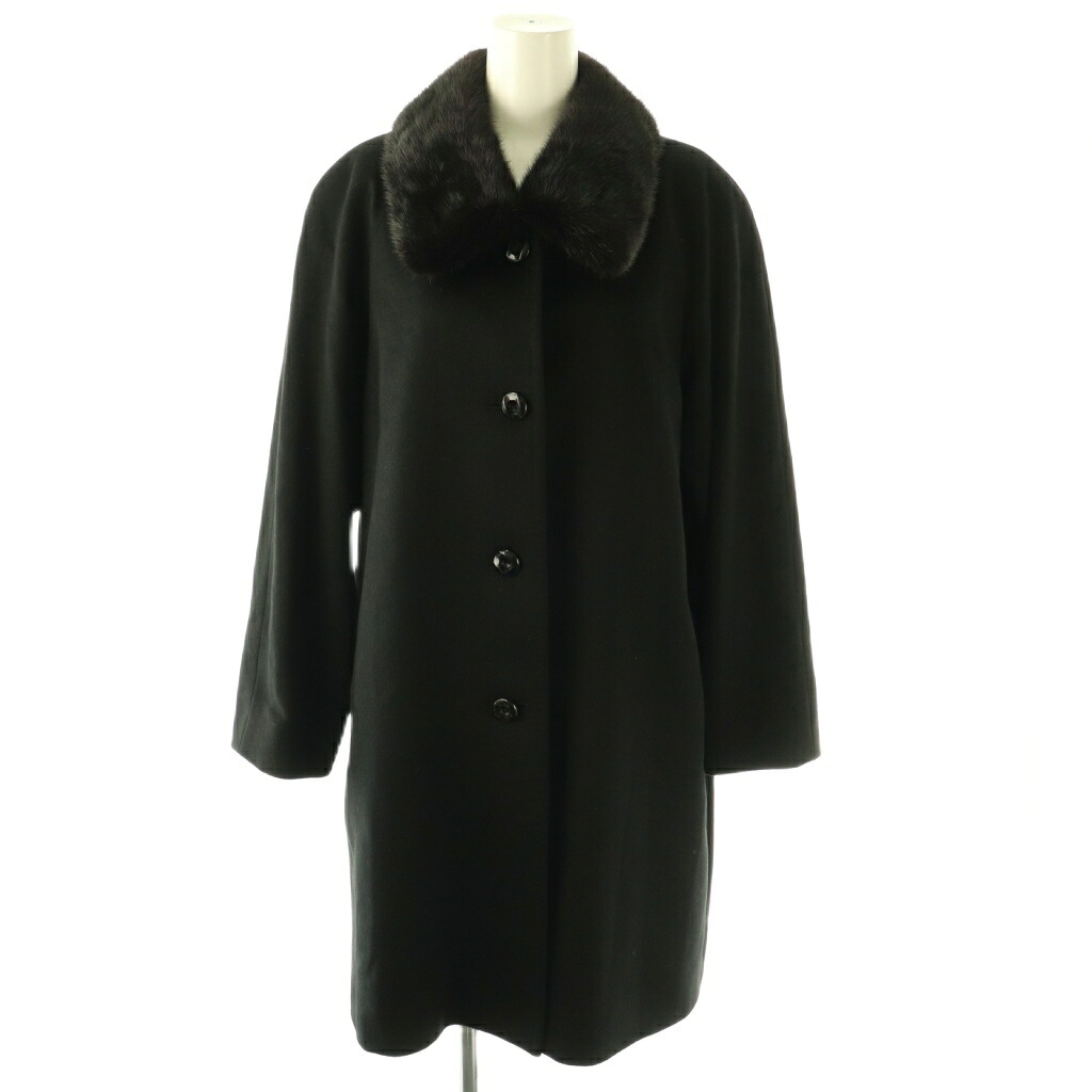 【中古】サヤーヌ SAYERNE カシミヤ100% コート アウター ロング ミンクファー 9AR ブラック /DO ■ECC003 レディース 【ベクトル 古着】 260411|ブランド古着の買取販売ベクトル