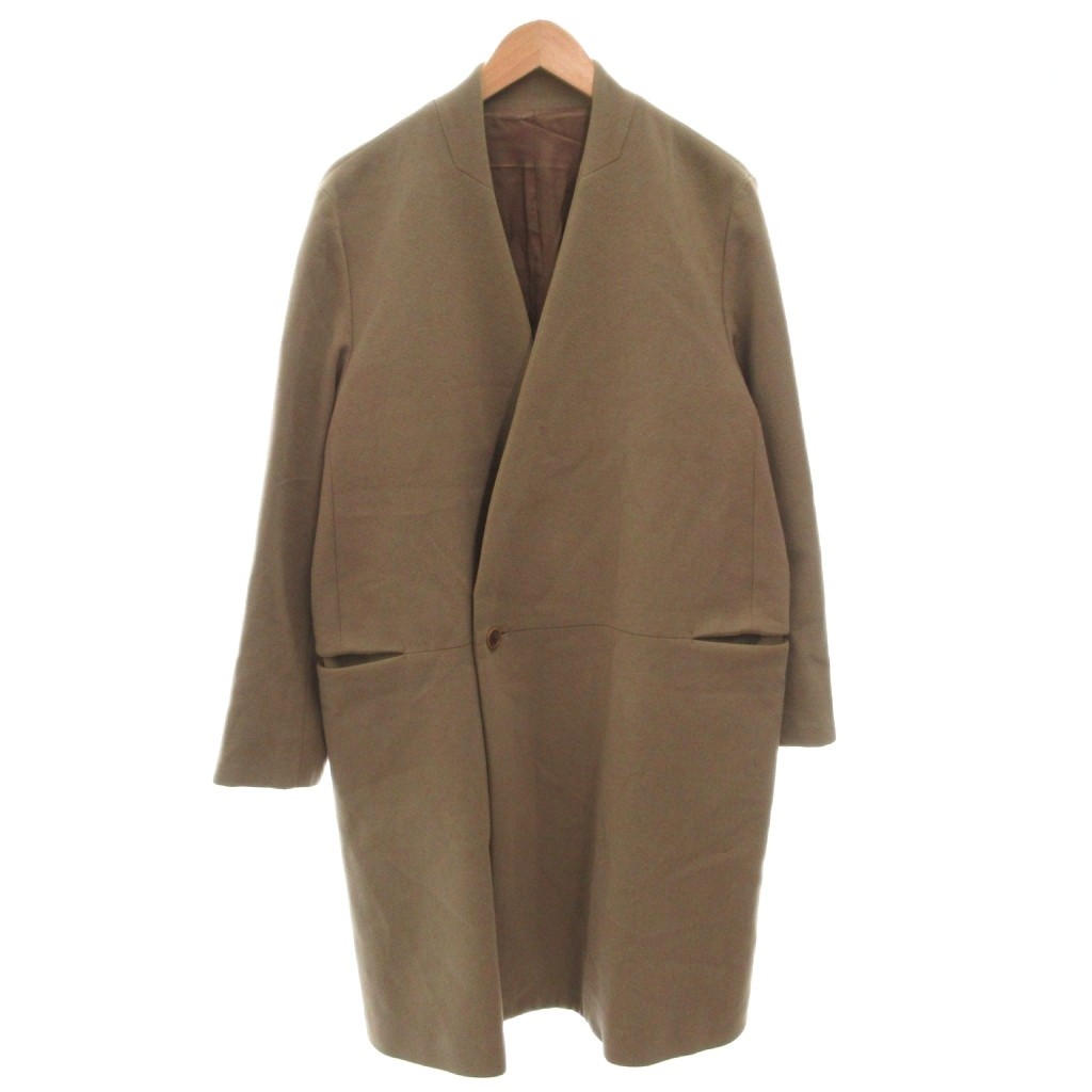 【中古】エトセンス ETHOSENS ノーカラーコート ウール ロング 茶 ブラウン /FF ■GY62 【ベクトル 古着】 260406