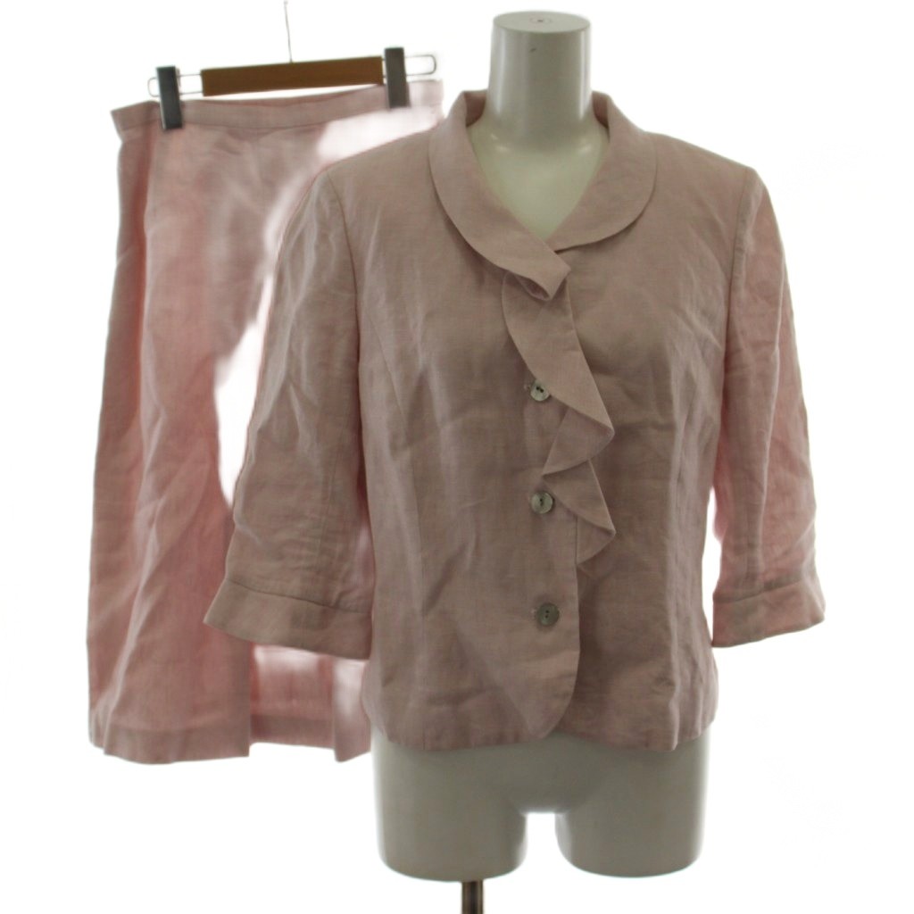 【中古】ハナエモリ HANAE MORI セットアップ フォーマル ジャケット スカート 38 ピンク 七分袖 ミモレ丈 25-74733-28 /GG ■ECD003 レディース 【ベクトル 古着】 260407