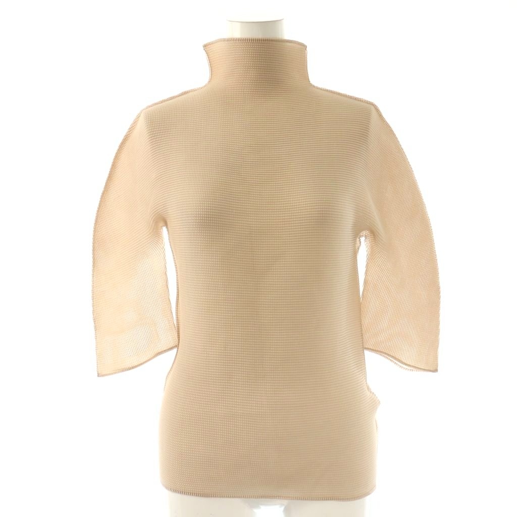 【中古】ミーイッセイミヤケ me ISSEY MIYAKE ハイネック カットソー ストレッチ ベージュ /CX ■ECD003 レディース 【ベクトル 古着】 260410｜ブランド古着の買取販売ベクトル