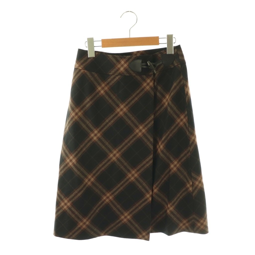 【中古】赤ちょうちんバリー BURBERRY 一回りスコート ひざ丈 照合のしるし柄 36 茶 赤銅色 黒 黒いこと /SS ■os ■ECD003 レディース 【ベクター 古着】 260406