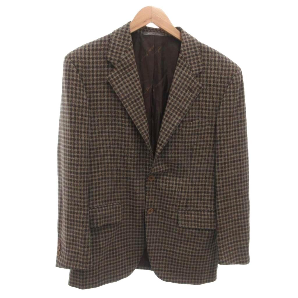 【中古】サルヴァトーレフェラガモ Salvatore Ferragamo テーラードジャケット ブレザー チェック ウール モヘヤ混 46 茶 ブラウン /FF ■GY62 レディース 【ベクトル 古着】 260411｜ブランド古着の買取販売ベクトル