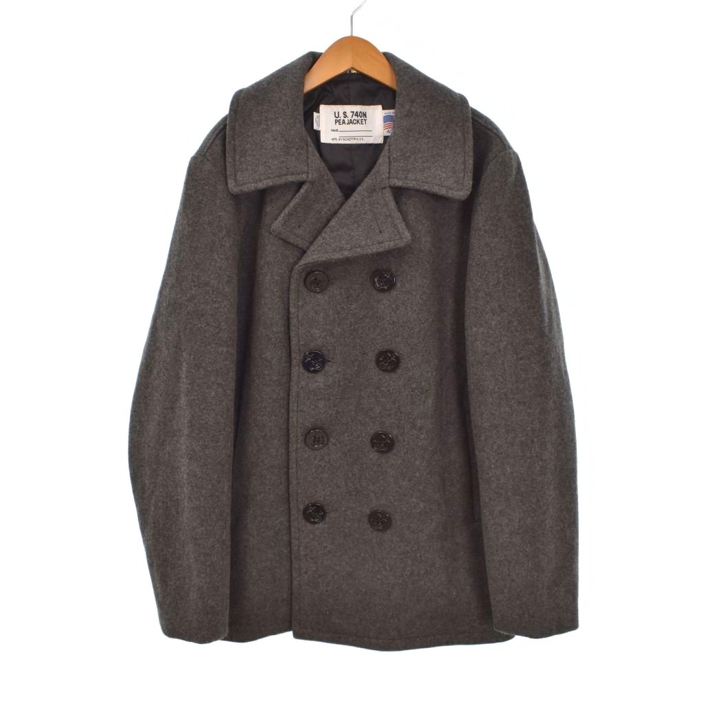 【中古】ショット SCHOTT U.S. 740N PEA JACKET Pコート ピーコート 40 グレー ■ECC004 メンズ 【ベクトル 古着】 260428｜ブランド古着の買取販売ベクトル