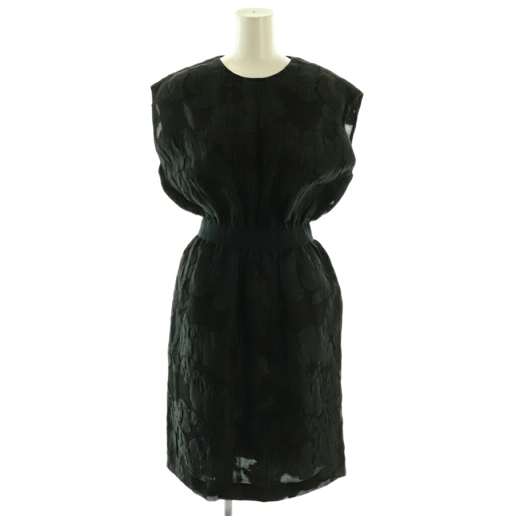 【中古】ジャンバティスタヴァリ GIAMBATTiSTA VALLi ジャガードワンピース ノースリーブ 地絹混 S 黒いこと /CX ■GY62 レディース 【ベクター 古着】 260424