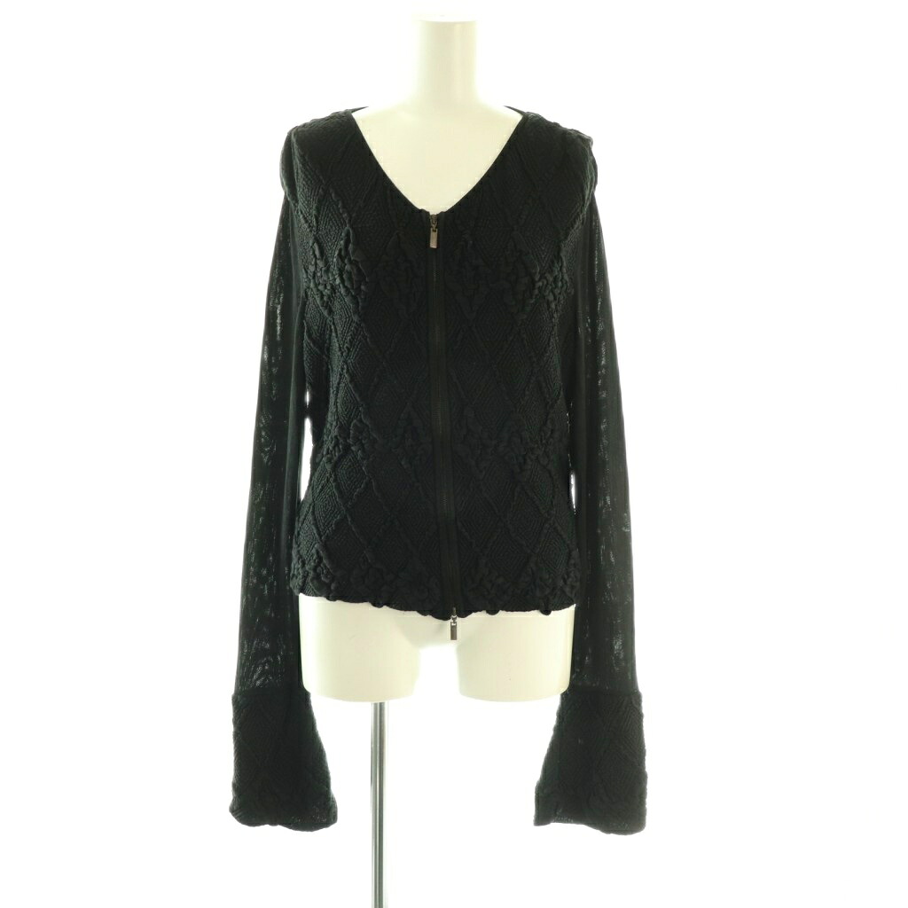 【中古】フォクシー ブチック FOXEY BOUTIQUE シルクニットジップジャケット ジレー 42 黒 黒いこと /HS ■GY62 レディース 【ベクター 古着】 260424 トップス-カーディガン・ボレロ-レディースファッション