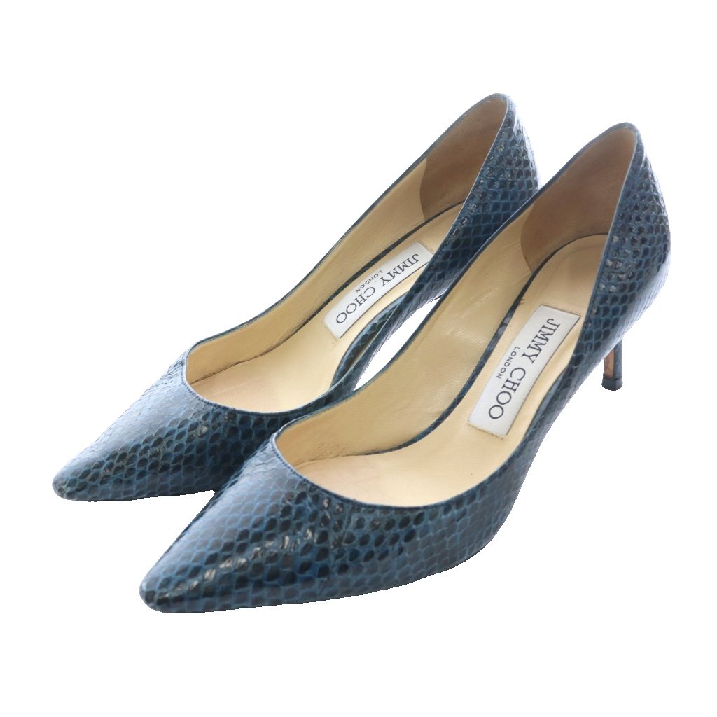 【中古】ジミーチュウ JIMMY CHOO パンプス パイソンレザー 35.5 紺 ネイビー 黒 ブラック /SS ■OS ■GY62 レディース 【ベクトル 古着】 260424｜ブランド古着の買取販売ベクトル