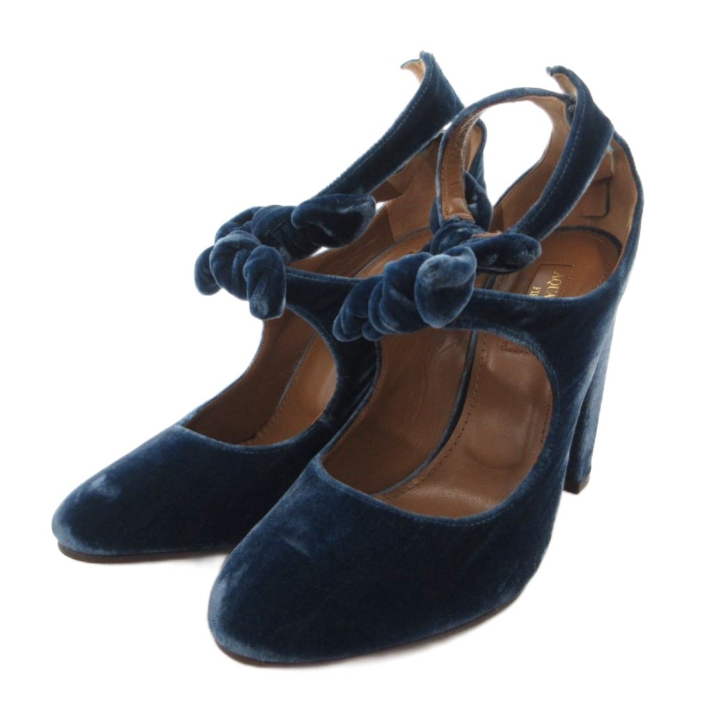 【中古】アクアズーラ AQUAZZURA サンダル チャンキーヒール 天鵞絨 同盟罷業一回り 36.5 青 青み /FF ■GY57 レディース 【ベクター 古着】 260528