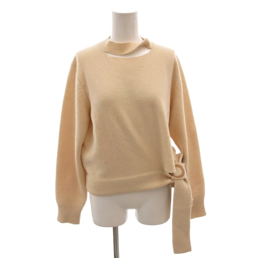 【中古】フェンディ FENDI カシミール混編み物 プルオーバー ティーシャツ ハイネック ロゴタイプ 長袖 38 ベージュ /FF ■GY57 レディース 【ベクター 古着】 260517