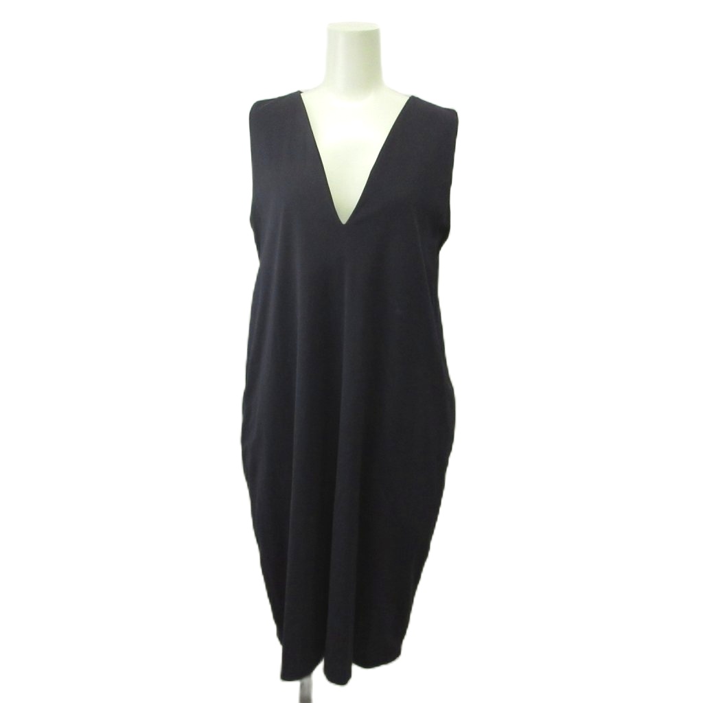 【中古】ジルサンダー JIL SANDER 衣裳 36 紺 米国海軍 Vのど首 ノースリーブ 無地 膝丈 /KK ■GY62 レディース 【ベクター 古着】 260519