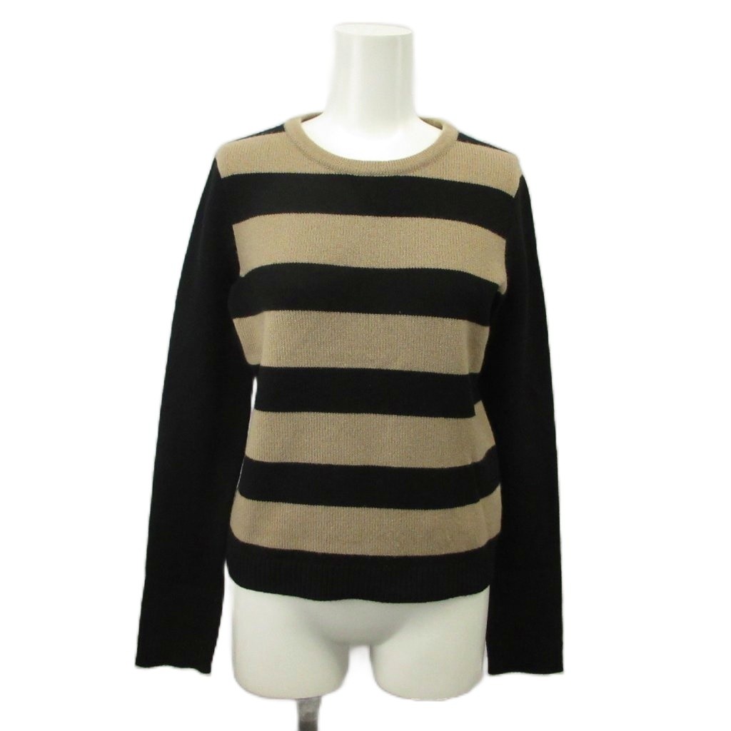 【中古】フォクシー FOXEY ニット セーター カシミヤ100% 38 黒 ブラック ベージュ ボーダー柄 クルーネック 長袖 /KK ■GY62 レディース 【ベクトル 古着】 260519|ブランド古着の買取販売ベクトル