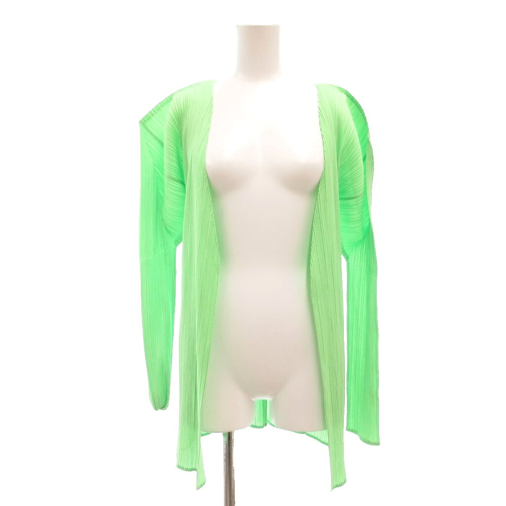 【中古】プリーツプリーズ PLEATS PLEASE イッセイミヤケ ISSEY MIYAKE 美品 プリーツカーディガン 薄手 ショート丈 4 緑 グリーン PP51-J0607 /MG ■ECC005 レディース 【ベクトル 古着】 260601|ブランド古着の買取販売ベクトル
