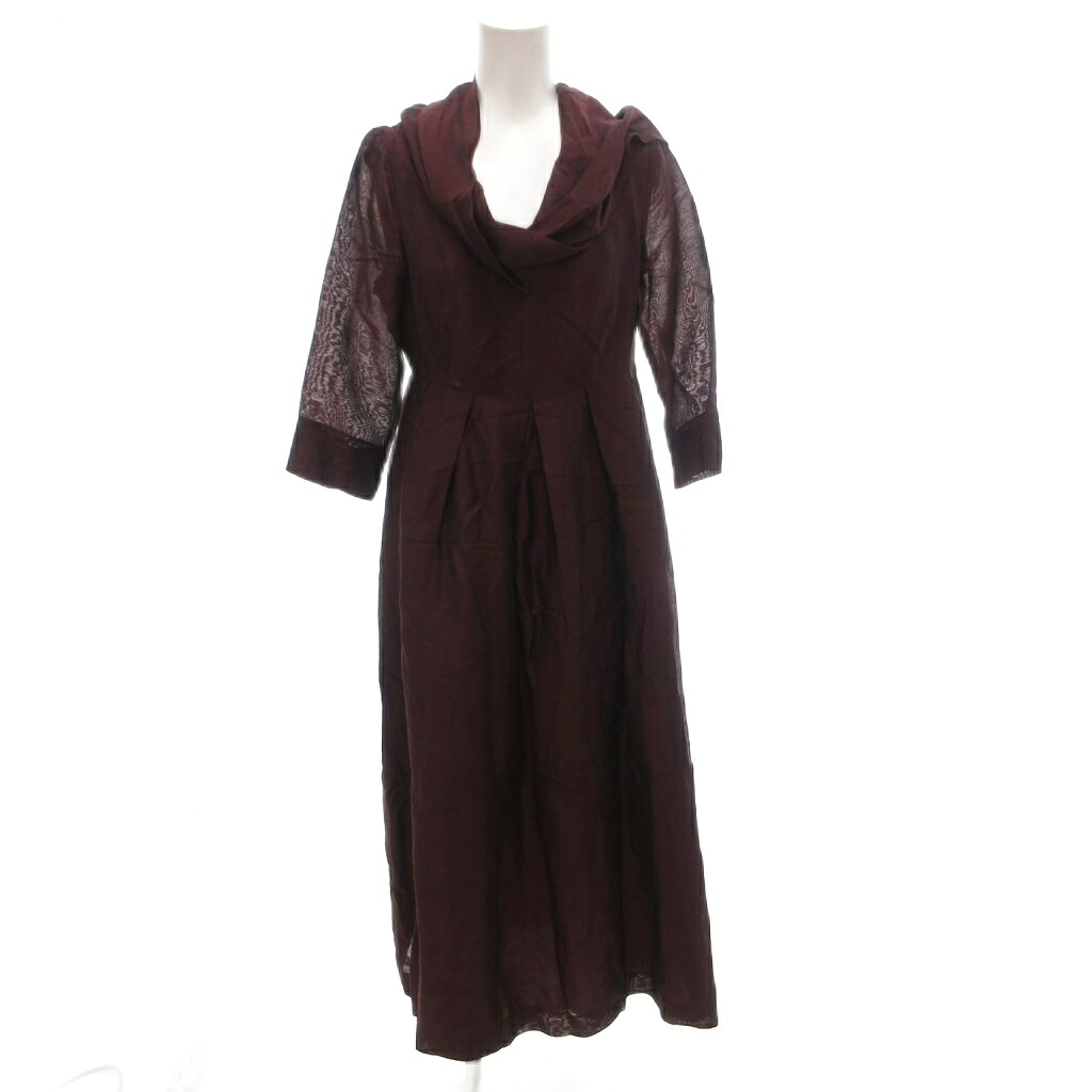 【中古】ロメオジリ ROMEO GIGLI ワンピース カシュクール タック リネン 麻 七分袖 ロング 9AT バーガンディー /FF ■GY74 レディース 【ベクトル 古着】 260612｜ブランド古着の買取販売ベクトル