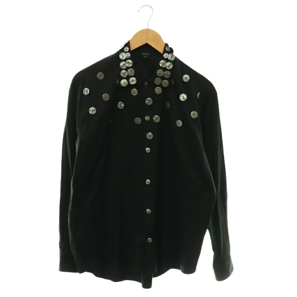 【中古】ジャンポールゴルチエ オム Jean Paul GAULTIER HOMME マルチボタンシャツ 長袖 綿織物 48 黒いこと /CX ■ECB005 メンズ 【ベクター 古着】 260601