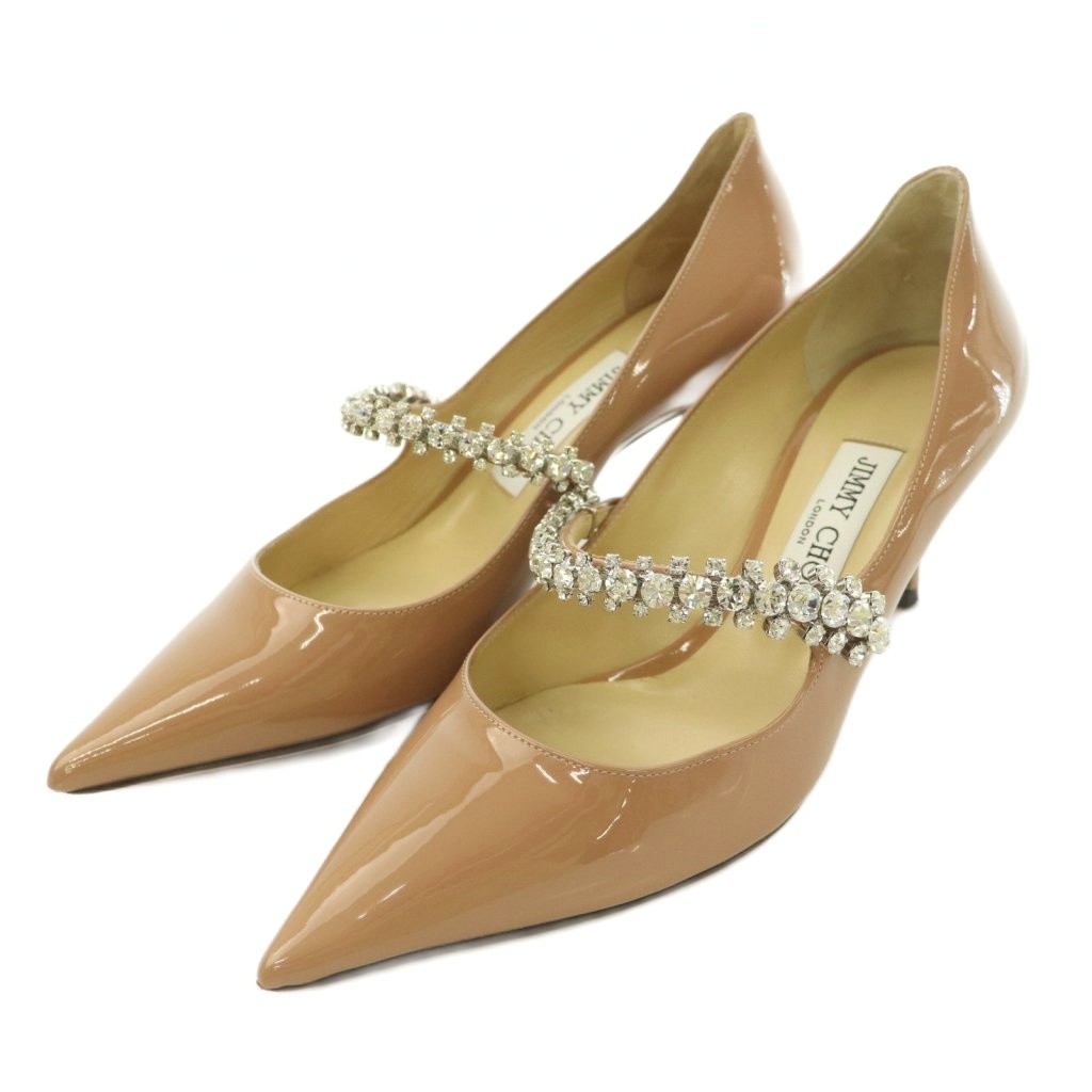 【中古】ジミーチュウ JIMMY CHOO ストラップパンプス ポインテッドトゥ ハイヒール エナメル ビジュー かざり付ける 37 さくら色 /BB ■GY62 レディース 【ベクター 古着】 260531