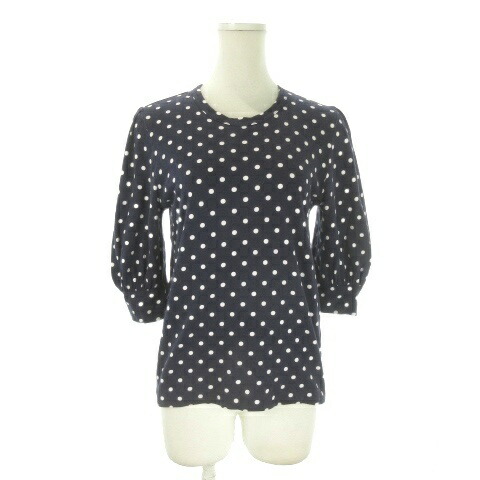 【中古】コムデギャルソンコムデギャルソン COMME des GARCONS COMME des GARCONS 2018 点点 トップス カットソー M 紺 米国海軍 点点柄 ラウンドのど首 七分袖 RC-T021 /AO23 ■GY62 レディース 【ベクター 古着】 260602