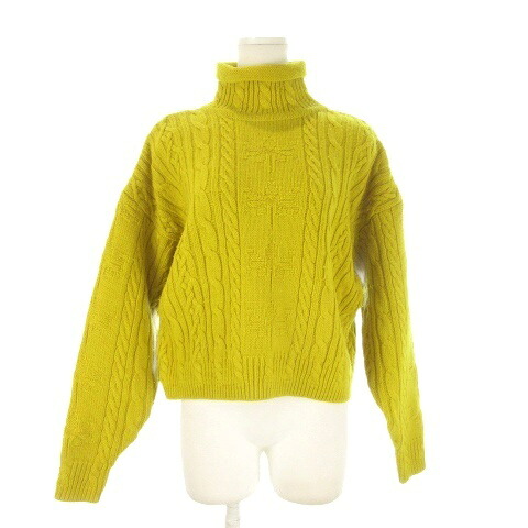【中古】ディオール Christian Dior SPORTS 編み物 プルオーバー 羊毛 M 黄 黄色 タートルネック 有線テレビ編み物 長袖 L1308 /CK17 ■GY62 レディース 【ベクター 古着】 260602