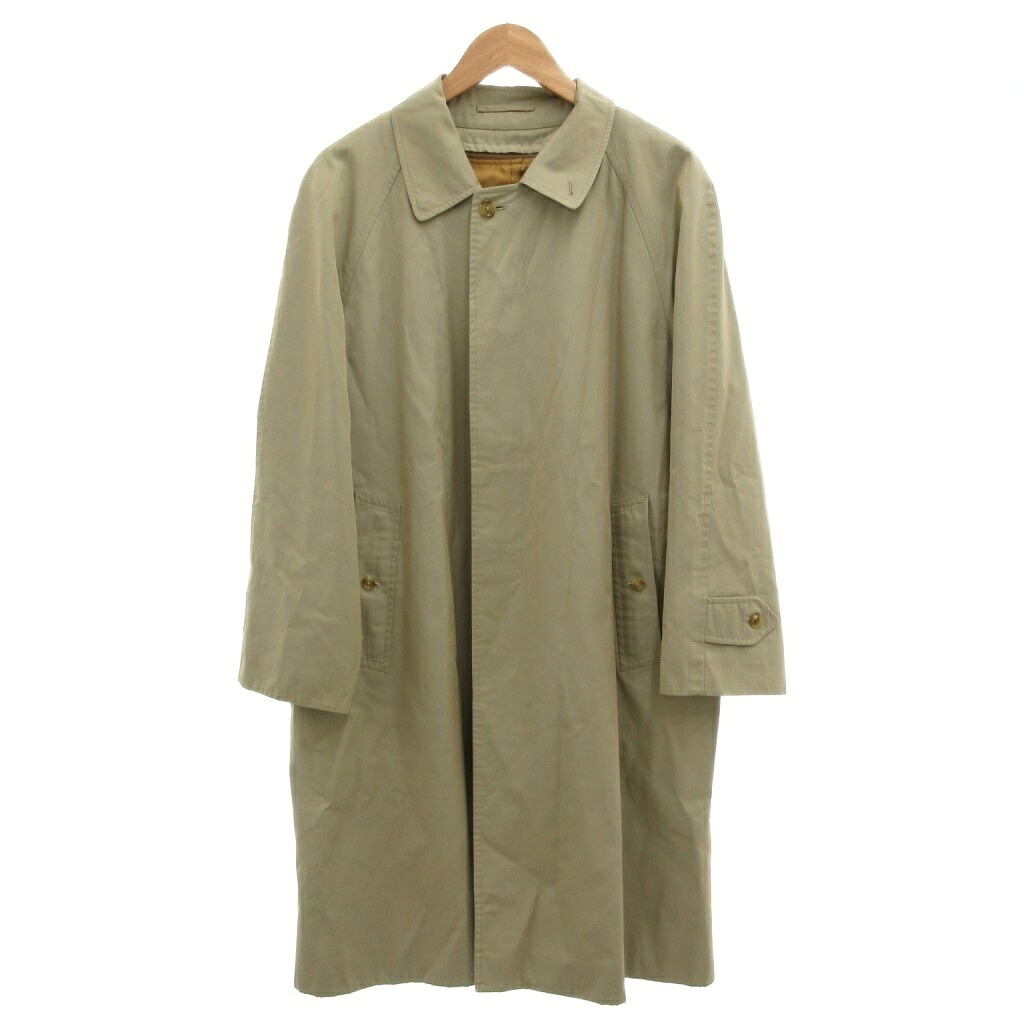 【中古】赤ちょうちんバリー 大ロンドン BURBERRY LONDON ステンカラー厚地の外套 バルマカーン ロング ノバチェック裏地 ラインドライブ付 比翼 92-170-5 ベージュ /GV ■ECD005 メンズ 【ベクター 古着】 260609