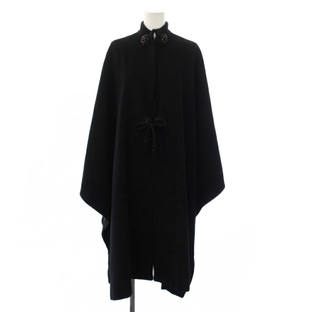 【中古】ディオール Christian Dior ヴィンテージ ポンチョ ロング 厚地の外套 ビジュー 羊毛 黒いこと 黒 /KH ■ECD005 レディース 【ベクター 古着】 260604