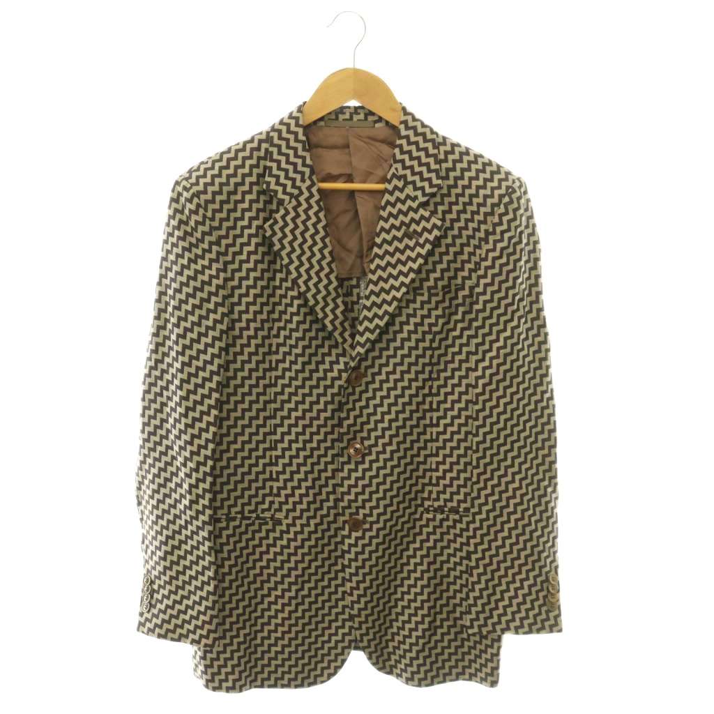 【中古】アルマーニ コレツィオーニ ARMANI COLLEZIONI テーラードジャケット 背抜き リネン混 シェブロン柄 48 ベージュ ブラウン /CX ■GY53 メンズ 【ベクトル 古着】 260702｜ブランド古着の買取販売ベクトル
