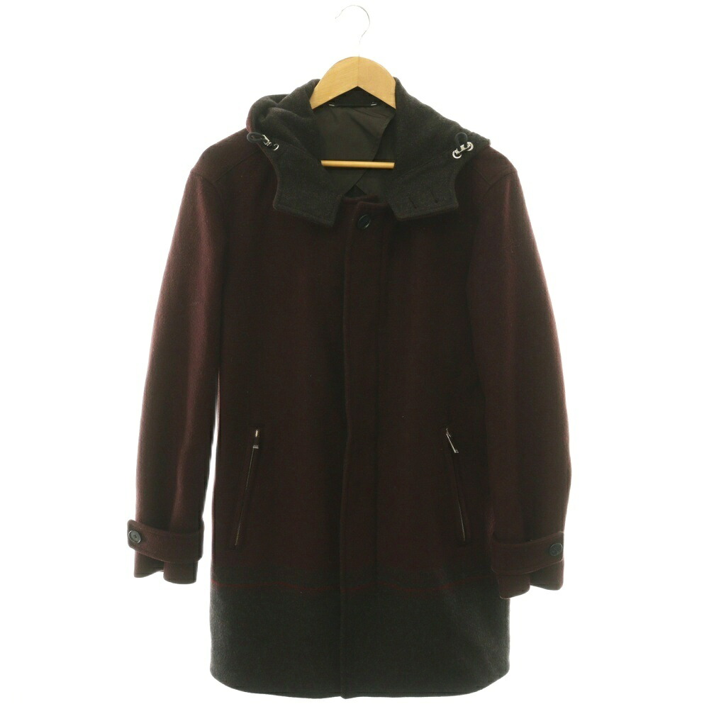 【中古】ヒューゴボス HUGO BOSS コート ジップアップ ロング フード 46 ボルドー /HK ■GY53 メンズ 【ベクトル 古着】 260702|ブランド古着の買取販売ベクトル