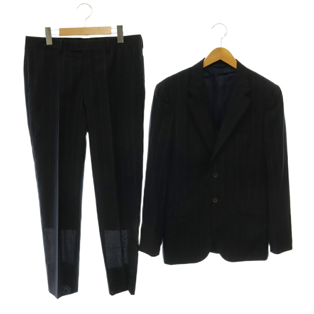 【中古】ポールスミスコレクション PAUL SMITH COLLECTION スーツ セットアップ ジャケット パンツ ピンストライプ テーラード43 背抜き シルク混 M ネイビー グリーン /CX ■GY62 メンズ 【ベクトル 古着】 260714|ブランド古着の買取販売ベクトル