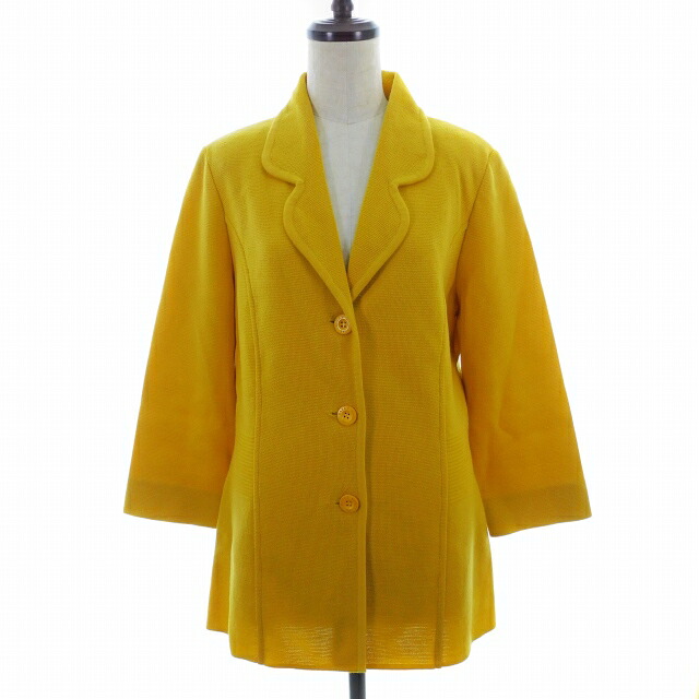 【中古】ハナエモリ HANAE MORI ニット ジャケット テーラード 長袖 薄手 ウール 無地 M 黄 イエロー アウター /AZ レディース 【ベクトル 古着】 260520｜ブランド古着の買取販売ベクトル
