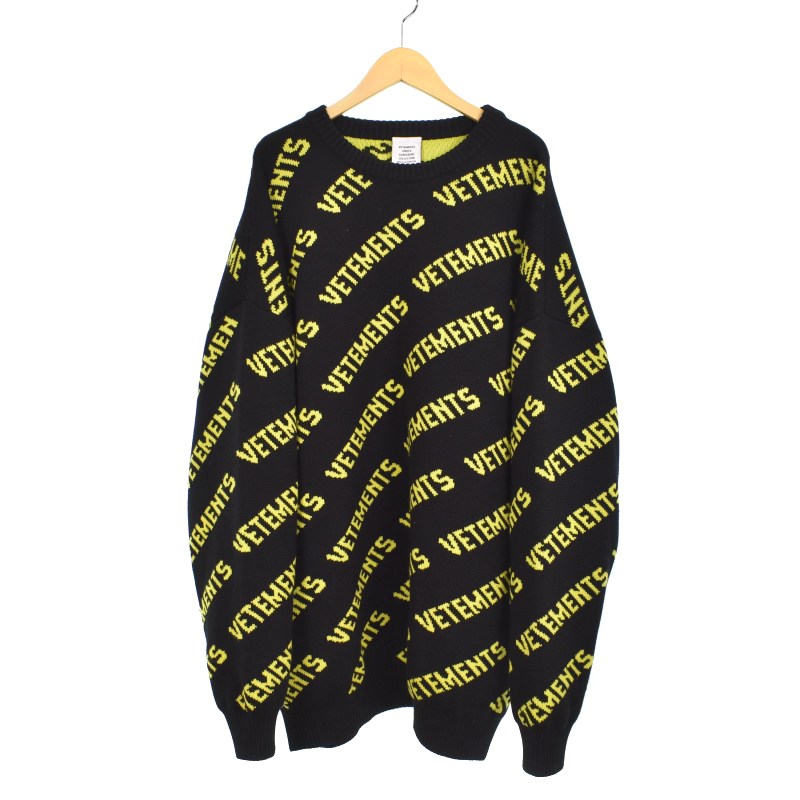 ［飯能本店］VETEMENTS ヴェトモン モノグラムニット #S UA53KN300B ニット ウール ブラック レディース・メンズ DH79447 飯能本店］VETEMENTS ヴェトモン モノグラムニット #S