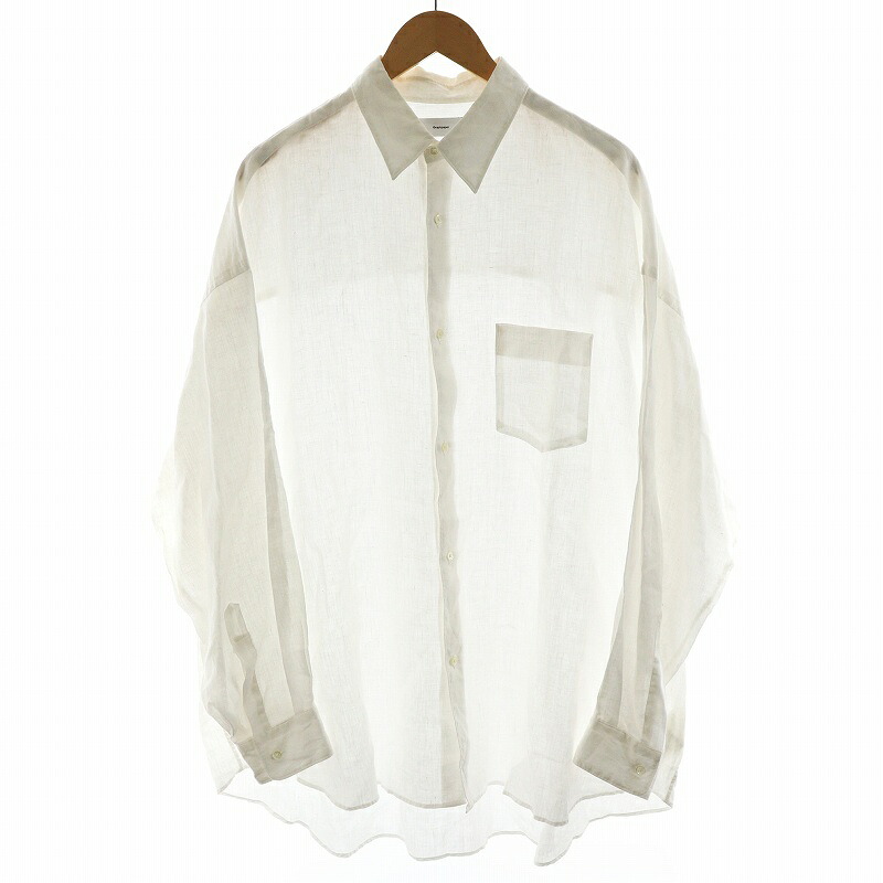 【中古】グラフペーパー Graphpaper リネン オーバーサイズ レギュラー カラー シャツ Linen L/S Oversized Regular Collar Shirt 長袖 麻 0 白 ホワイト GM232-50061B /AN15 メンズ 【ベクトル 古着】 250624