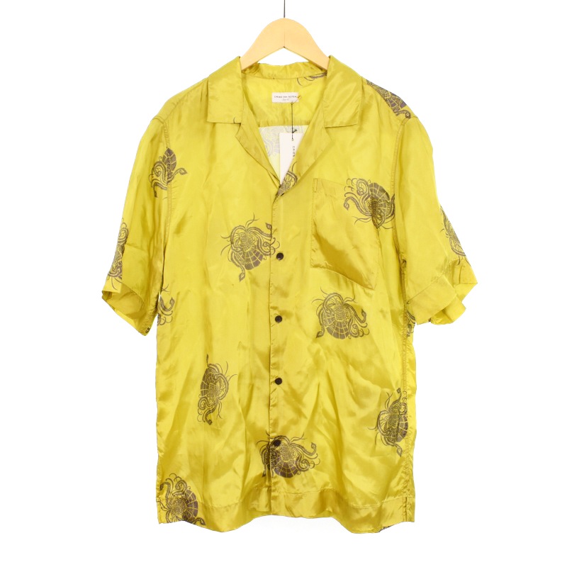 【中古】未使用品 ドリスヴァンノッテン DRIES VAN NOTEN 23SS CARLTONE オープンカラーシャツ 半袖 開襟 総柄 プリント 46 黄 イエロー 231-020717 ☆AA★ メンズ 【ベクトル 古着】 250706