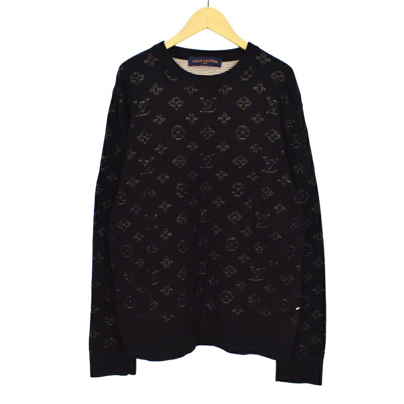 【中古】ルイヴィトン LOUIS VUITTON 20SS 落っこちる針 モノグラム 編み物 スウェーター M 黒 黒いこと RM201Q TBV HIN44W ☆AA★ メンズ 【ベクター 古着】 250720